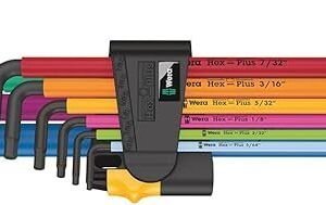 Wera 05022640001 950/9 Hex-Plus Multicolour Imperial 2 L-Key Set, Imperial, BlackLaser, 9 Pieces