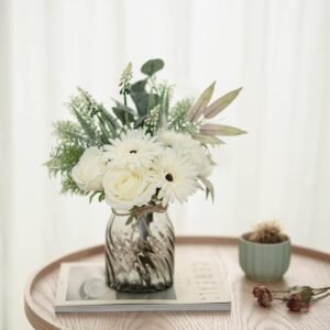 Artificial Faux Flowers in Vase for Home Decor Fake Flowers