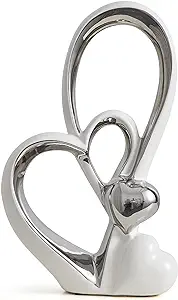 FJS Ceramic Heart Statue Home Decor Modern Love Sculptures Living Room Decor