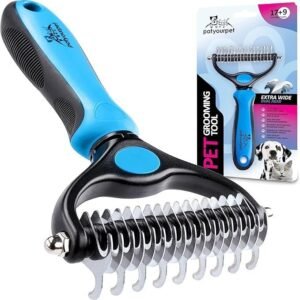 Pat Your Pet Deshedding Brush - Double-Sided Undercoat Rake for Dogs & Cats