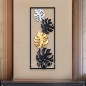 Metal Body Golden, Black, White Color Leaves Design Wall Decor
